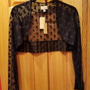 NWT Lindy Bop Black polka dot shrug (runs small)